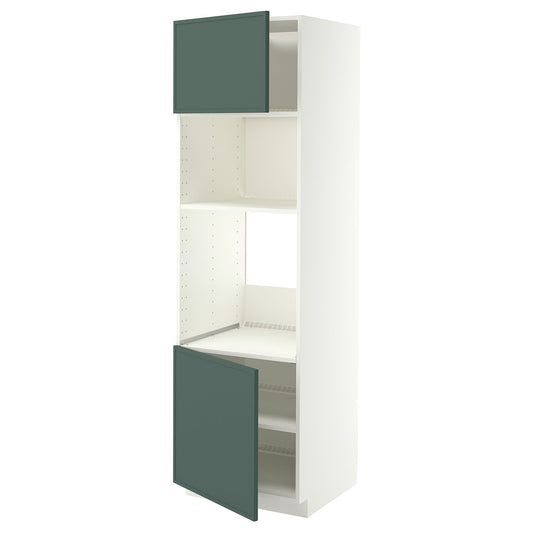 METOD high cabinet f built-in appliances, white/Aspudden dark grey-green, 60x60x200 cm