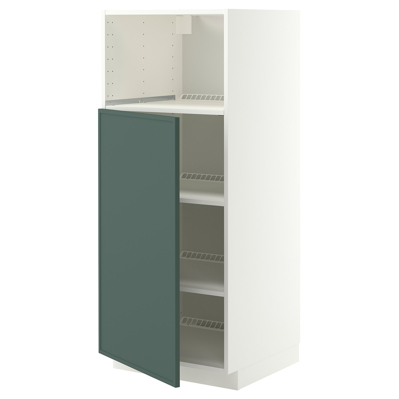 METOD high cabinet f built-in appliances, white/Aspudden dark grey-green, 60x60x140 cm