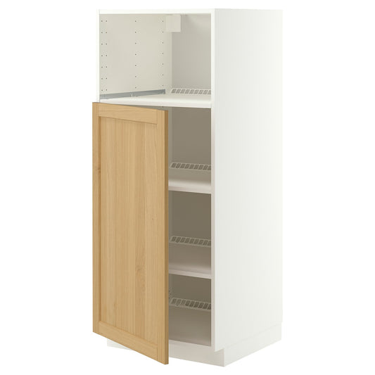 METOD high cabinet f built-in appliances, white/Forsbacka oak, 60x60x140 cm