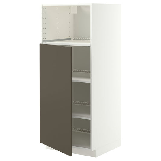 METOD high cabinet f built-in appliances, white/Havstorp brown-beige, 60x60x140 cm