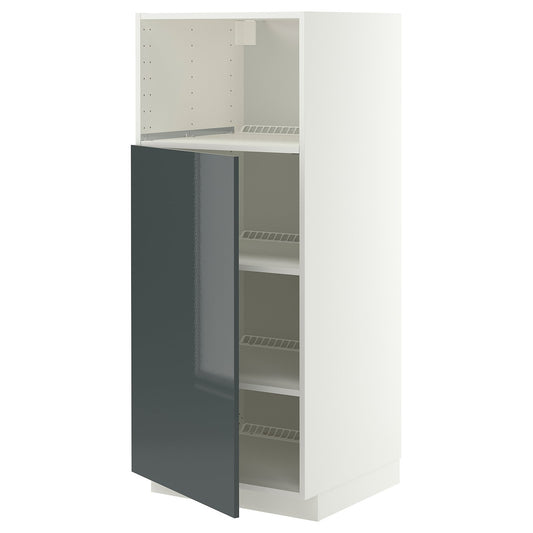METOD high cabinet f built-in appliances, white/Kallarp high-gloss dark grey-green, 60x60x140 cm