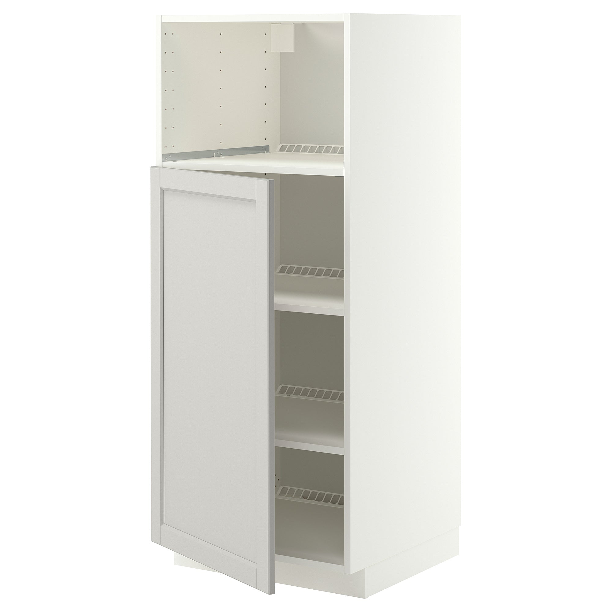 METOD high cabinet f built-in appliances, white/Lerhyttan light grey, 60x60x140 cm