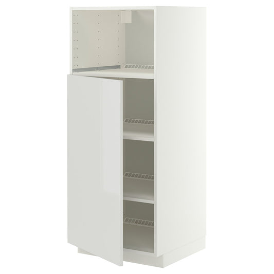 METOD high cabinet f built-in appliances, white/Ringhult light grey, 60x60x140 cm