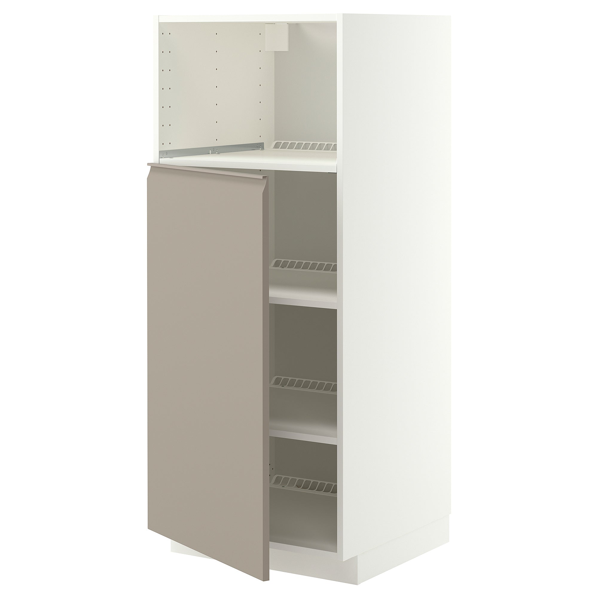 METOD high cabinet f built-in appliances, white/Upplöv matt dark beige, 60x60x140 cm