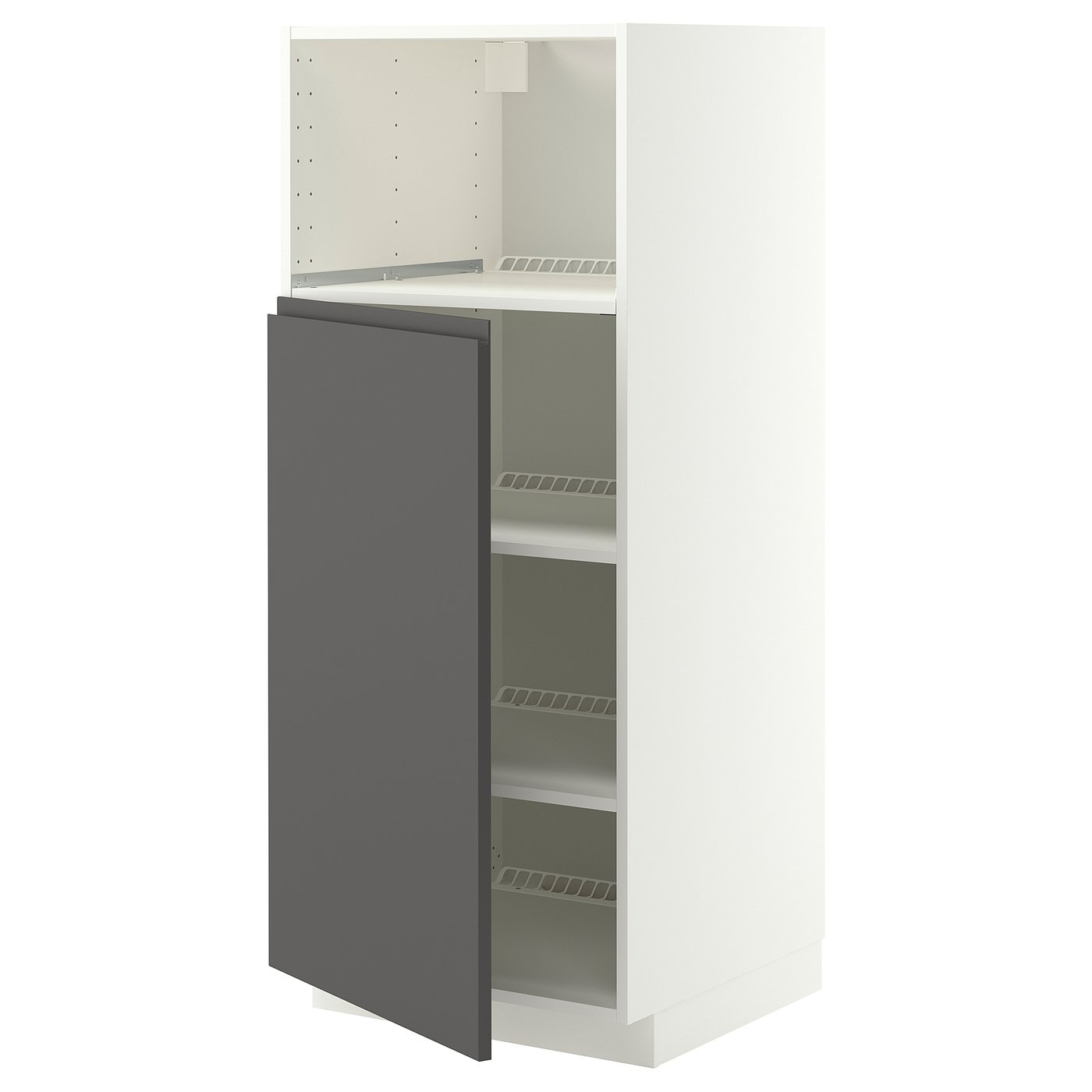 METOD high cabinet f built-in appliances, white/Voxtorp dark grey, 60x60x140 cm