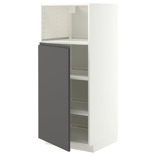 METOD high cabinet f built-in appliances, white/Voxtorp dark grey, 60x60x140 cm