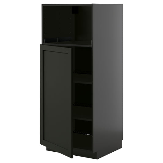METOD high cabinet f built-in appliances, black-grey/Lerhyttan black stained, 60x60x140 cm