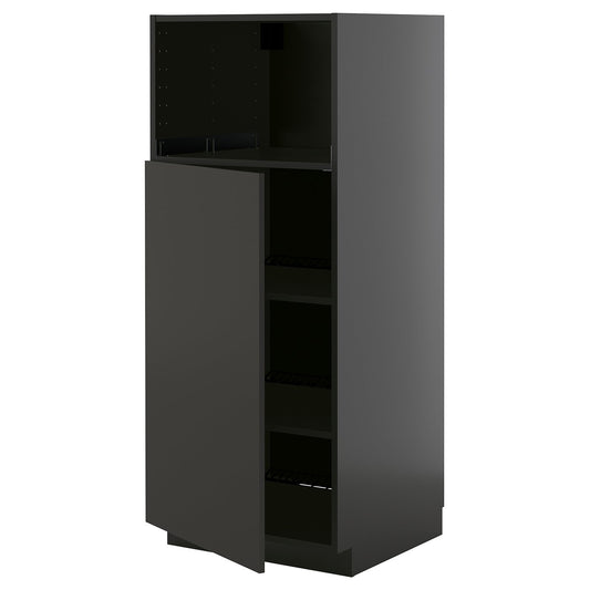 METOD high cabinet f built-in appliances, black-grey/Nickebo matt anthracite, 60x60x140 cm