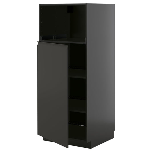METOD high cabinet f built-in appliances, black-grey/Upplöv matt anthracite, 60x60x140 cm