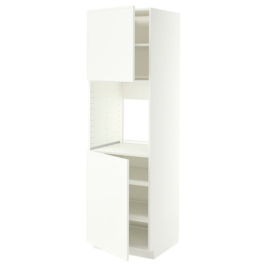 METOD high cab f oven w 2 doors/shelves, white/Aspudden matt white, 60x60x200 cm