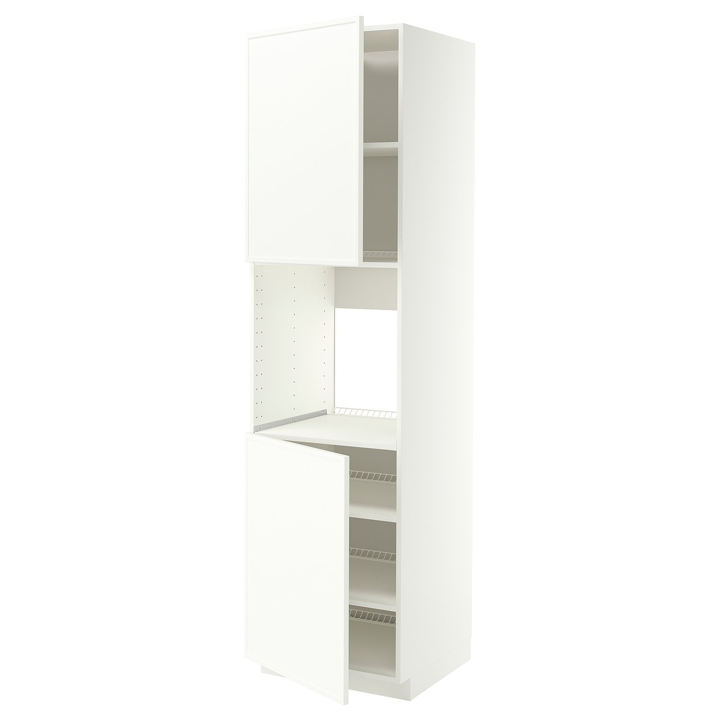 METOD high cab f oven w 2 doors/shelves, white/Aspudden matt white, 60x60x220 cm