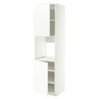 METOD high cab f oven w 2 doors/shelves, white/Aspudden matt white, 60x60x220 cm
