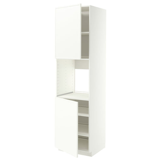 METOD high cab f oven w 2 doors/shelves, white/Aspudden matt white, 60x60x220 cm