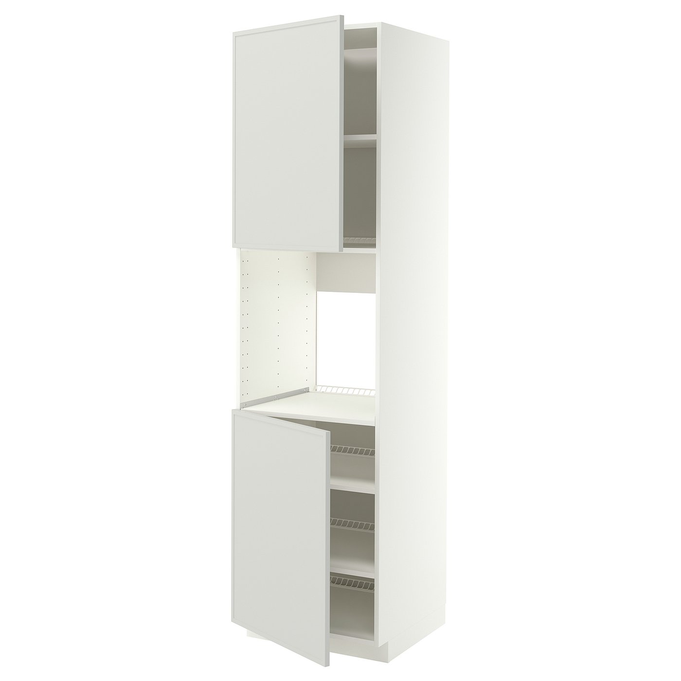 METOD high cab f oven w 2 doors/shelves, white/Aspudden light grey, 60x60x220 cm