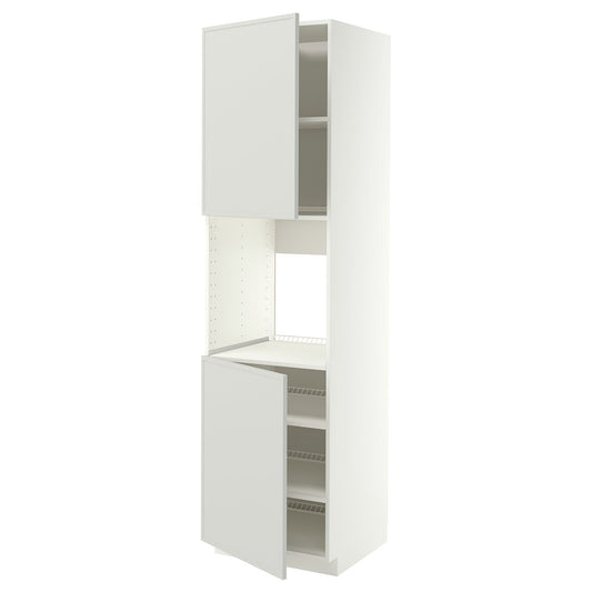 METOD high cab f oven w 2 doors/shelves, white/Aspudden light grey, 60x60x220 cm
