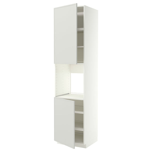 METOD high cab f oven w 2 doors/shelves, white/Aspudden light grey, 60x60x240 cm