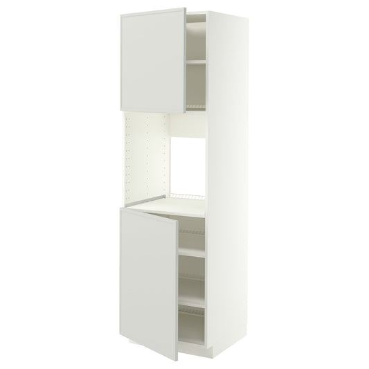 METOD high cab f oven w 2 doors/shelves, white/Aspudden light grey, 60x60x200 cm