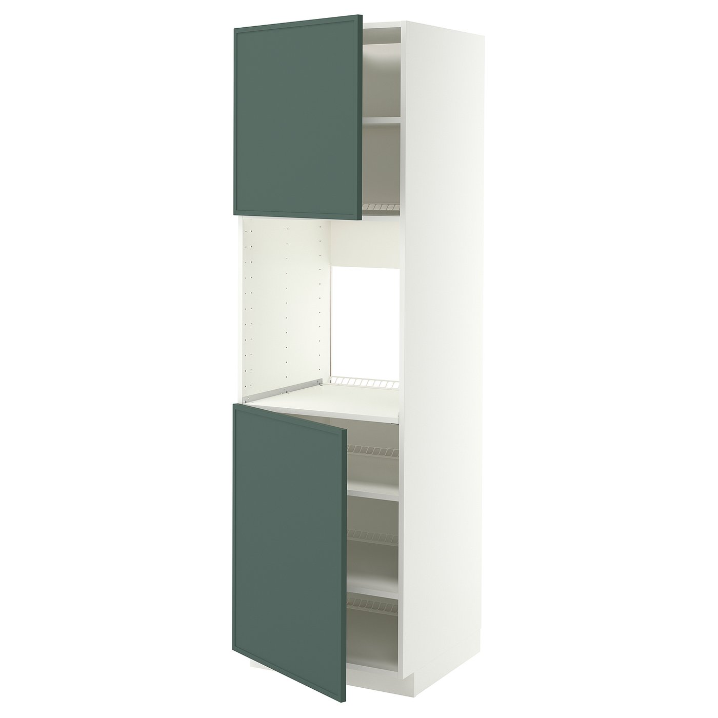 METOD high cab f oven w 2 doors/shelves, white/Aspudden dark grey-green, 60x60x200 cm