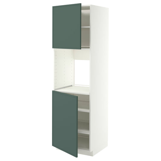 METOD high cab f oven w 2 doors/shelves, white/Aspudden dark grey-green, 60x60x200 cm