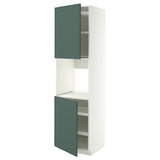 METOD high cab f oven w 2 doors/shelves, white/Aspudden dark grey-green, 60x60x220 cm
