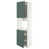 METOD high cab f oven w 2 doors/shelves, white/Aspudden dark grey-green, 60x60x220 cm