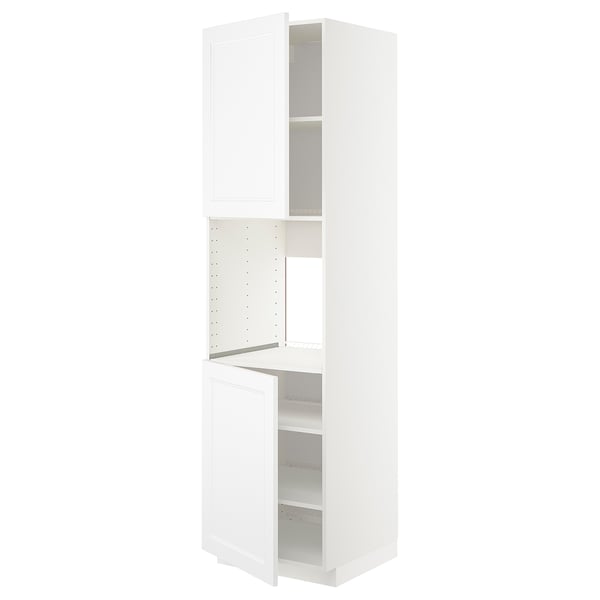 METOD high cab f oven w 2 doors/shelves, white/Axstad matt white, 60x60x220 cm