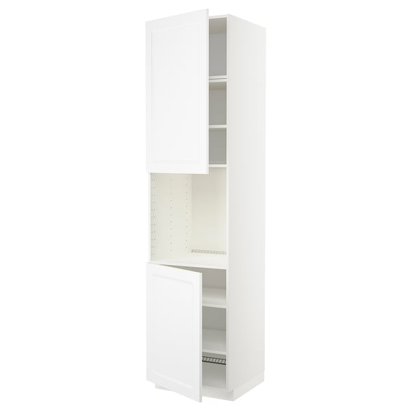 METOD high cab f oven w 2 doors/shelves, white/Axstad matt white, 60x60x240 cm