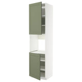 METOD high cab f oven w 2 doors/shelves, white/Axstad grey-green, 60x60x240 cm