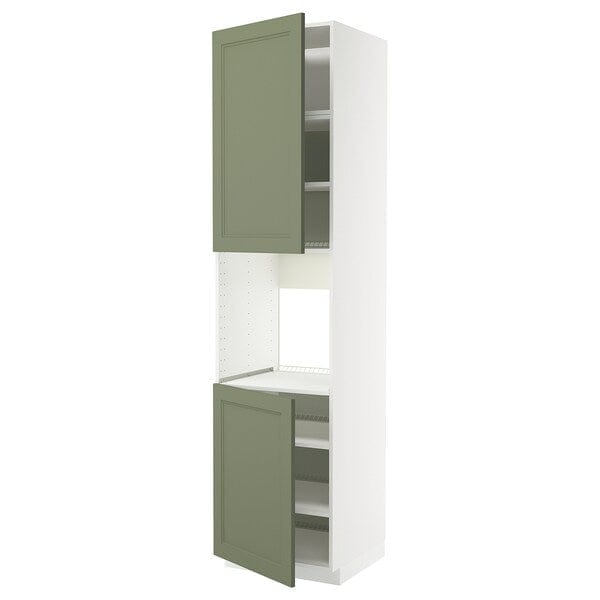 Ikea METOD - High oven cabinet, 2 doors/shelves, white/Axstad gray-green,60x60x240 cm