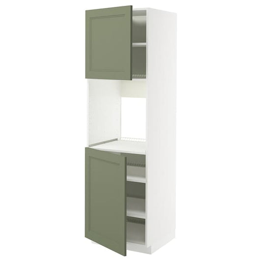 Ikea METOD - High oven cabinet, 2 doors/shelves, white/Axstad gray-green,60x60x200 cm