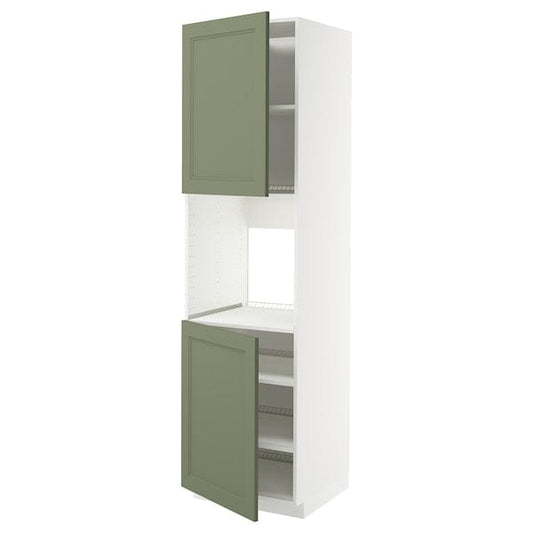 Ikea METOD - High oven cabinet, 2 doors/shelves, white/Axstad gray-green,60x60x220 cm