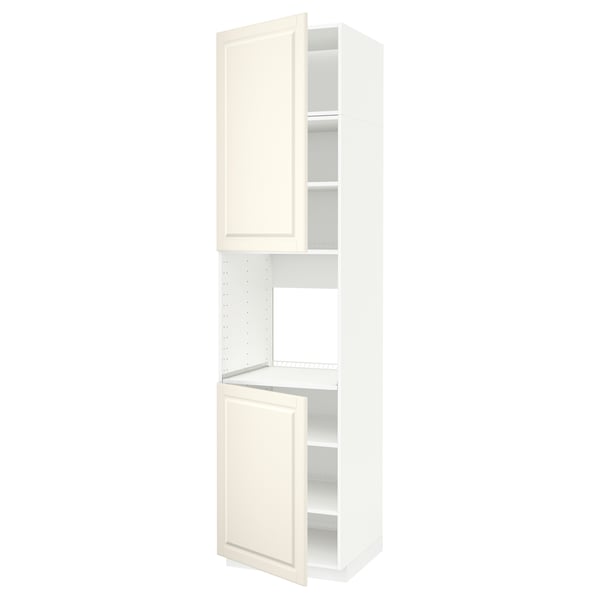 METOD high cab f oven w 2 doors/shelves, white/Bodbyn off-white, 60x60x240 cm