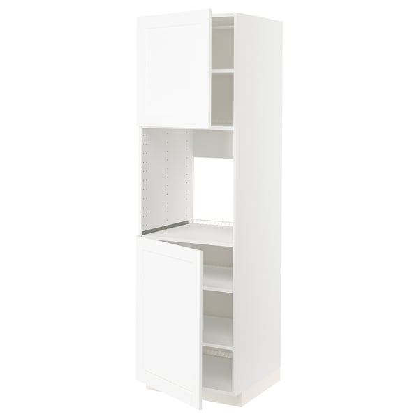 METOD high cab f oven w 2 doors/shelves, white Enköping/white wood effect, 60x60x200 cm