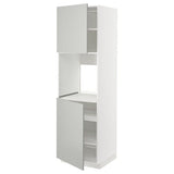 METOD high cab f oven w 2 doors/shelves, white/Havstorp light grey, 60x60x200 cm