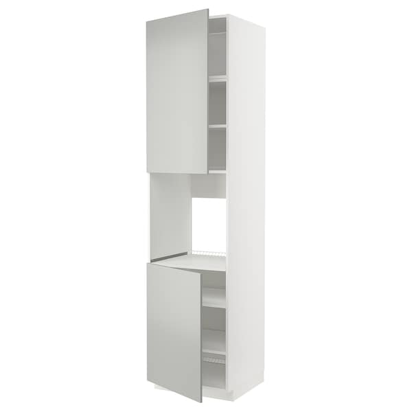 METOD - High oven cabinet, 2 doors/shelves, white/Havstorp light grey,60x60x240 cm