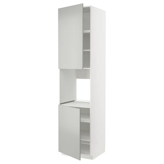 Ikea METOD - High cab f oven w 2 doors/shelves, white/Havstorp light grey, 60x60x240 cm