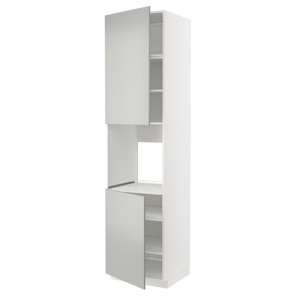 METOD high cab f oven w 2 doors/shelves, white/Havstorp light grey, 60x60x240 cm