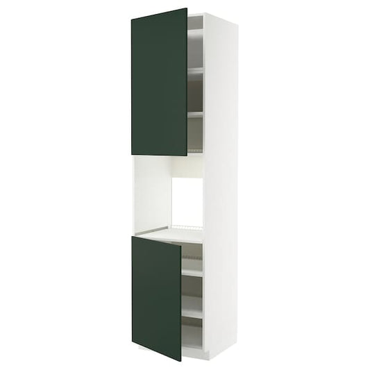 Ikea METOD - High cab f oven w 2 doors/shelves, white/Havstorp deep green, 60x60x240 cm