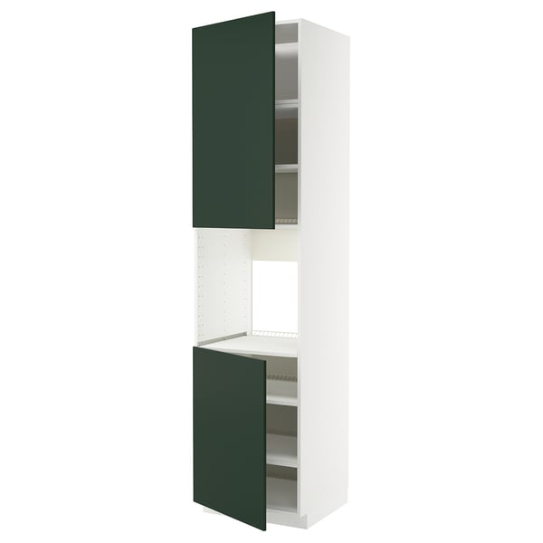 METOD high cab f oven w 2 doors/shelves, white/Havstorp deep green, 60x60x240 cm