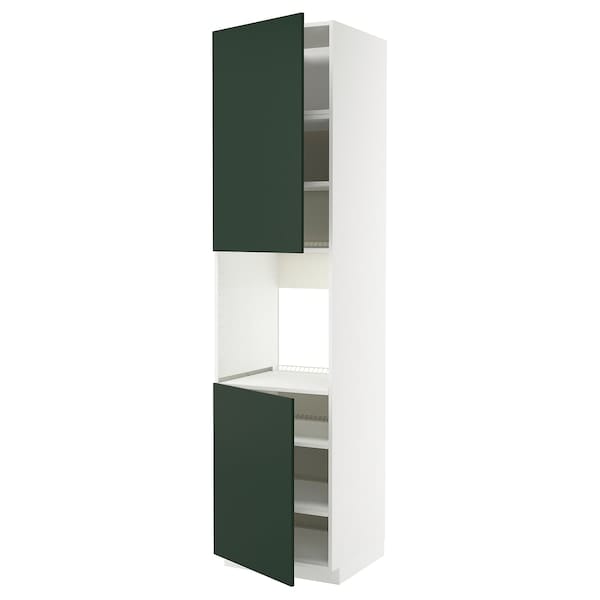 METOD - METOD High cab f oven w 2 doors/shelves, white/Havstorp deep green, 60x60x240 cm