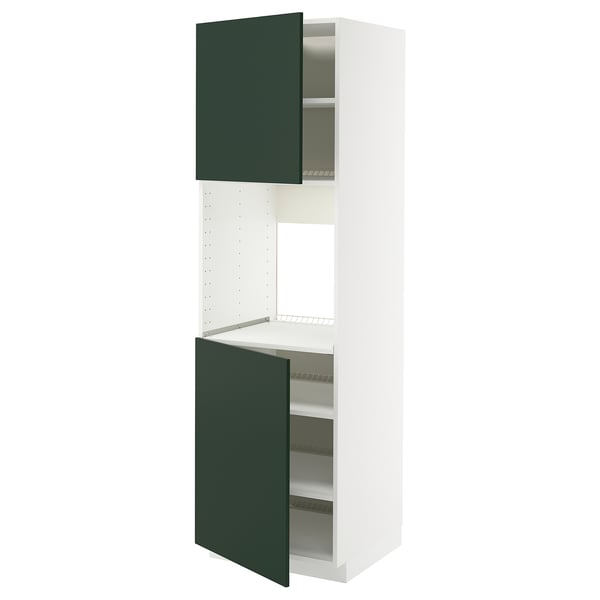 METOD high cab f oven w 2 doors/shelves, white/Havstorp deep green, 60x60x200 cm