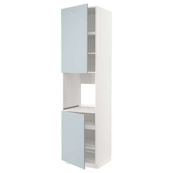 METOD high cab f oven w 2 doors/shelves, white/Kallarp light grey-blue