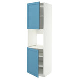 METOD high cab f oven w 2 doors/shelves, white/Lerhyttan blue, 60x60x220 cm