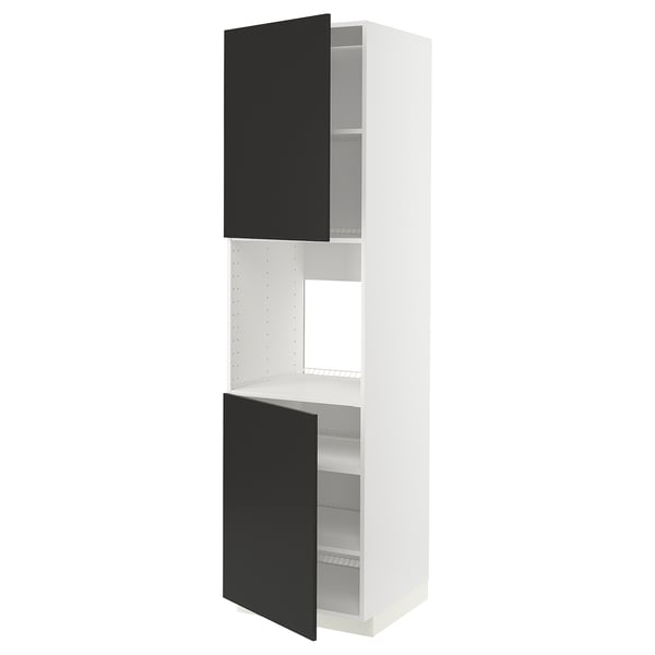 METOD high cab f oven w 2 doors/shelves, white/Nickebo matt anthracite, 60x60x220 cm
