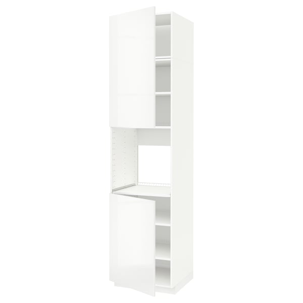 METOD high cab f oven w 2 doors/shelves, white/Ringhult white, 60x60x240 cm
