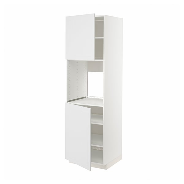 METOD high cab f oven w 2 doors/shelves, white/Stensund white, 60x60x200 cm