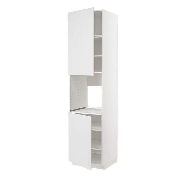 METOD high cab f oven w 2 doors/shelves, white/Stensund white, 60x60x240 cm