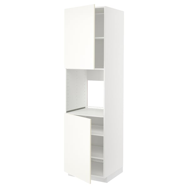 METOD - METOD High cab f oven w 2 doors/shelves, white/Vallstena white, 60x60x220 cm
