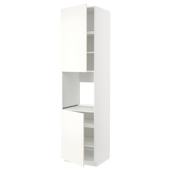 METOD high cab f oven w 2 doors/shelves, white/Vallstena white, 60x60x240 cm