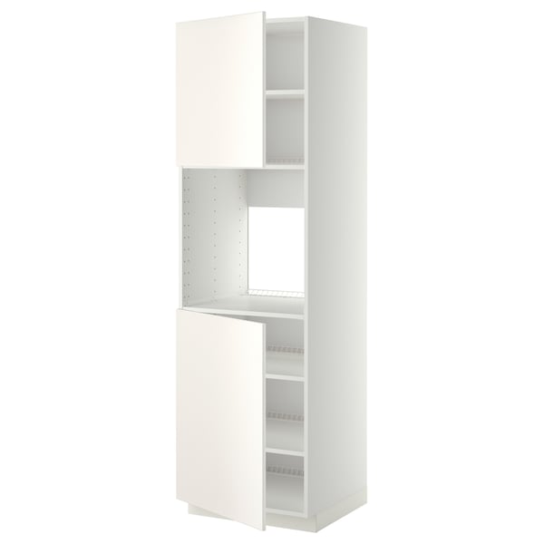 METOD high cab f oven w 2 doors/shelves, white/Veddinge white, 60x60x200 cm